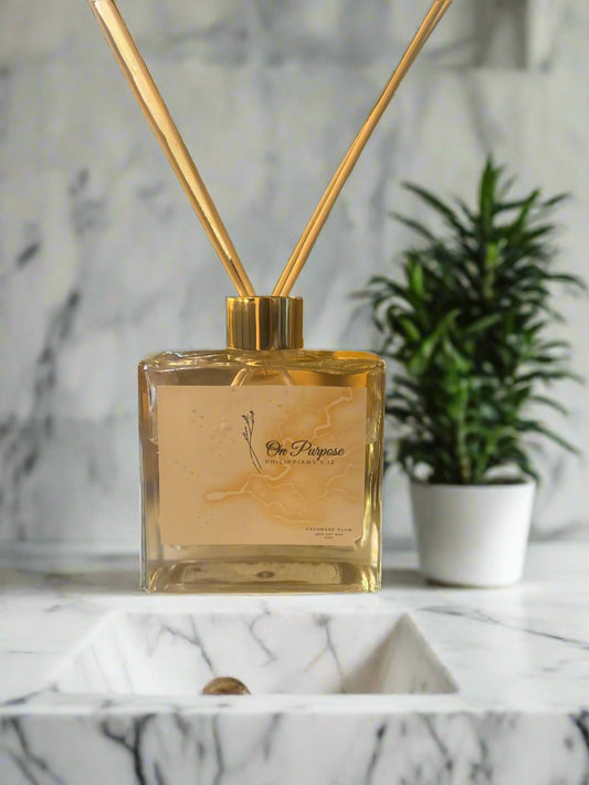 Reed Diffusers, 7oz glass vessel with gold trim